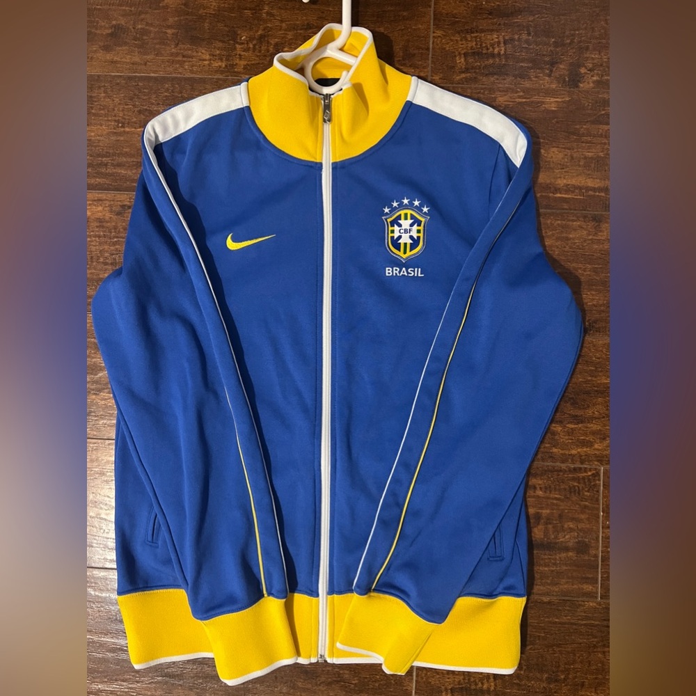 Vintage Nike Brasil Soccer Zip Up Embroidered Warmup Track Jacket Medium Size